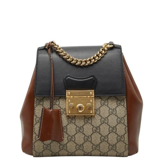 Gucci GG Supreme Padlock Backpack Beige Multicolor Leather main image 6